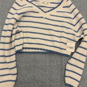 Altar'd State Blue and White V-Neck Sweater